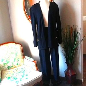 St John Basics - Black Santana Knit Pant Suit - Medium